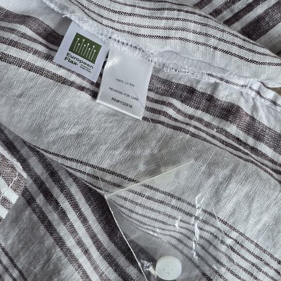 Garnet Hill plus size 18 100% Linen Button-Down High-Low Tunic Tank Striped - Picture 8 of 10